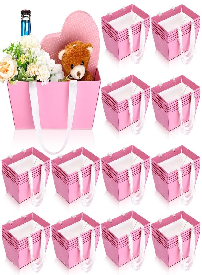 Glenmal 72 Pcs Baskets for Gifts Waterproof Empty Kraft Basket Bulk with Handles 9.8 x 6.5 x 4.3'' Gift Basket Empty to Fill for Wedding Party Christmas Valentines(Pink) - Image 1
